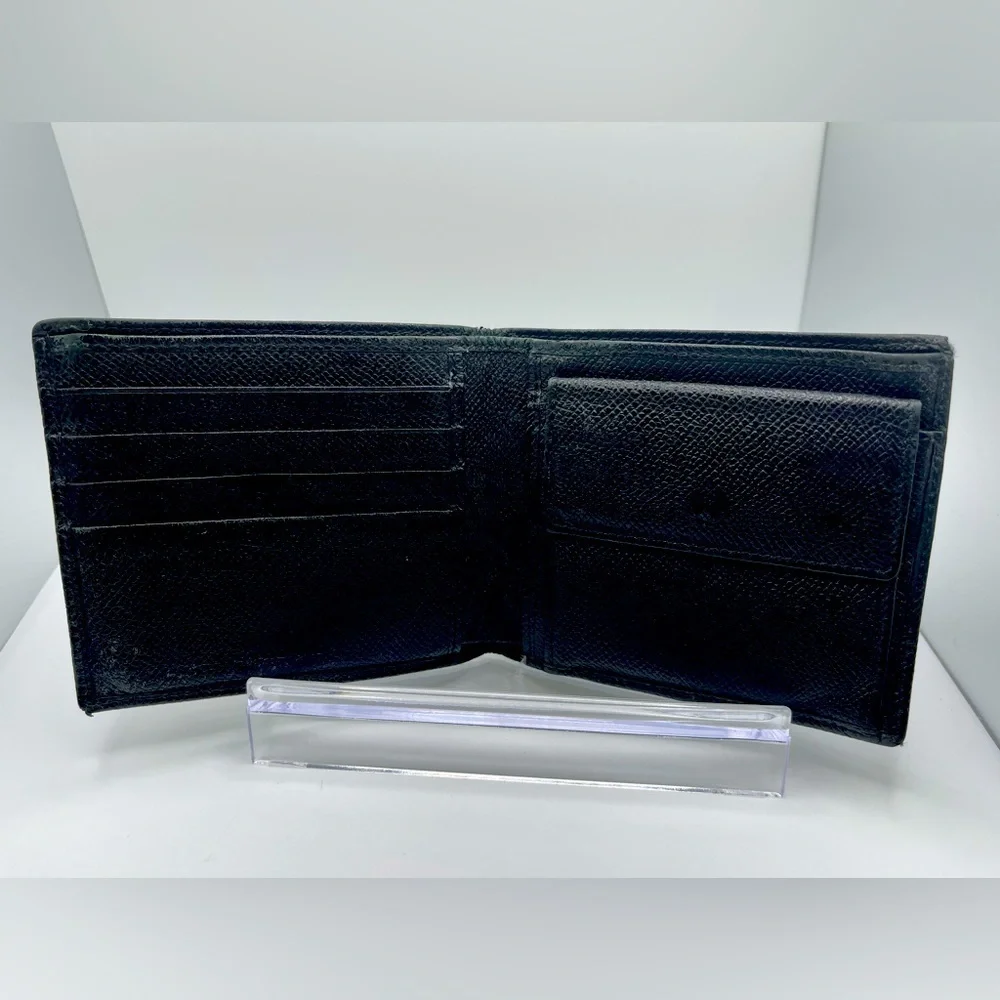 Bvlgari - authentic - black leather Men’s / unisex  bi-fold wallet - GUC